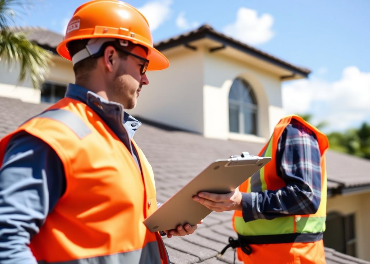 New roofing South Florida — Dr. Handyman Service inspector on a Miami home